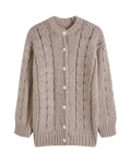 Women's Taupe Cable Crochet Button-Front Cardigan