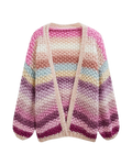 Women's Multicolor Striped Open-Front Crochet Cardigan