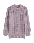 Women's Lilac Cable Crochet Button-Front Cardigan