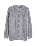 Women's Heather Grey Cable Crochet Button-Front Cardigan
