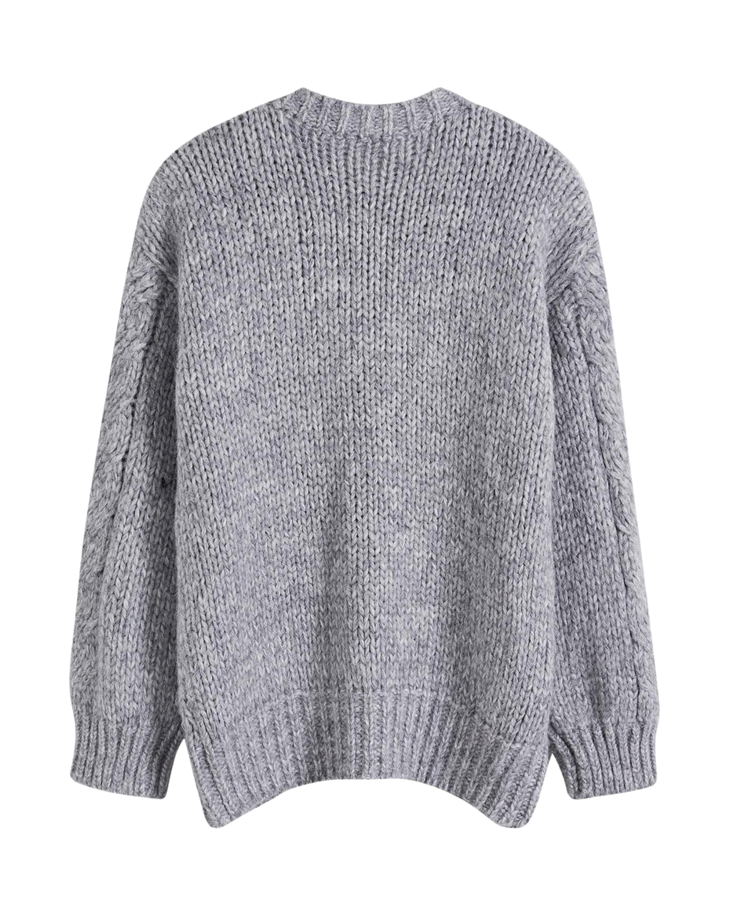 Women's Heather Grey Cable Crochet Button-Front Cardigan