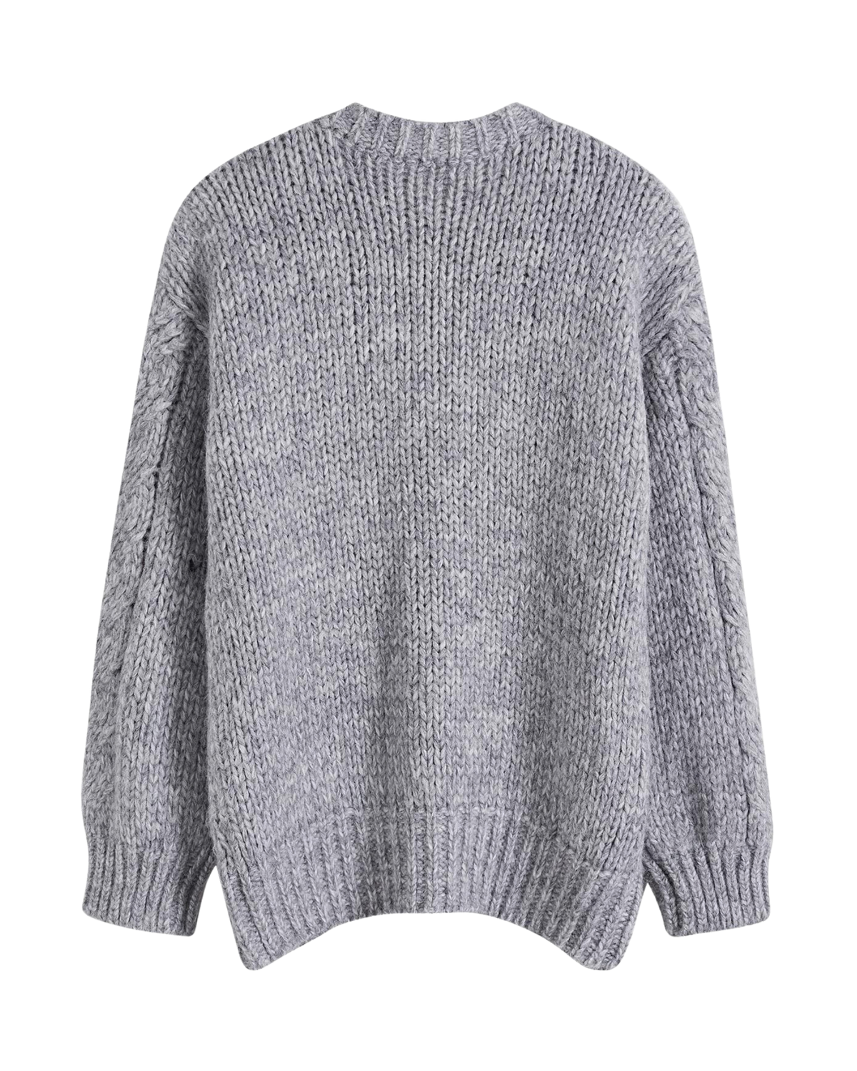 Women's Heather Grey Cable Crochet Button-Front Cardigan