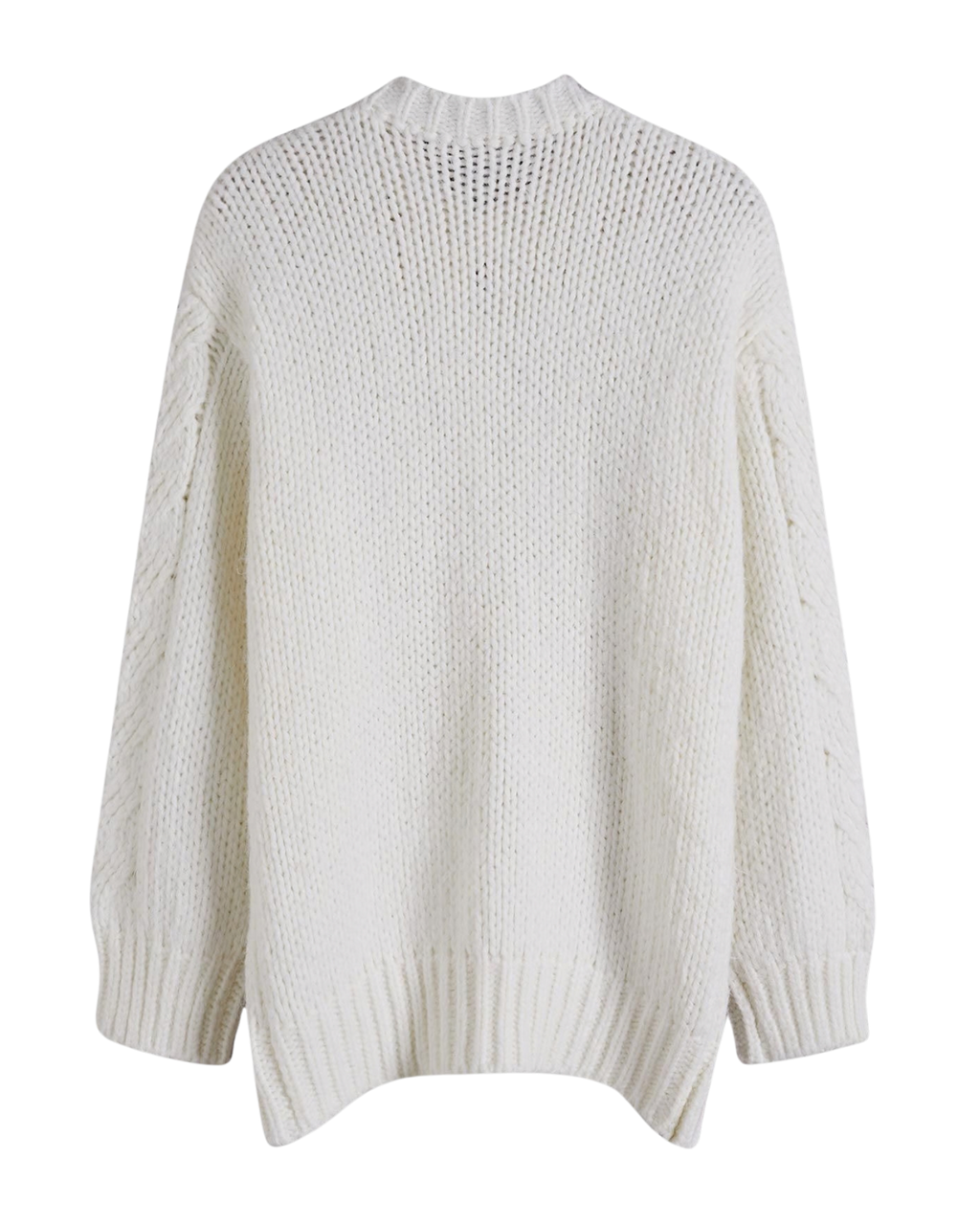Women's White Cable Crochet Button-Front Cardigan