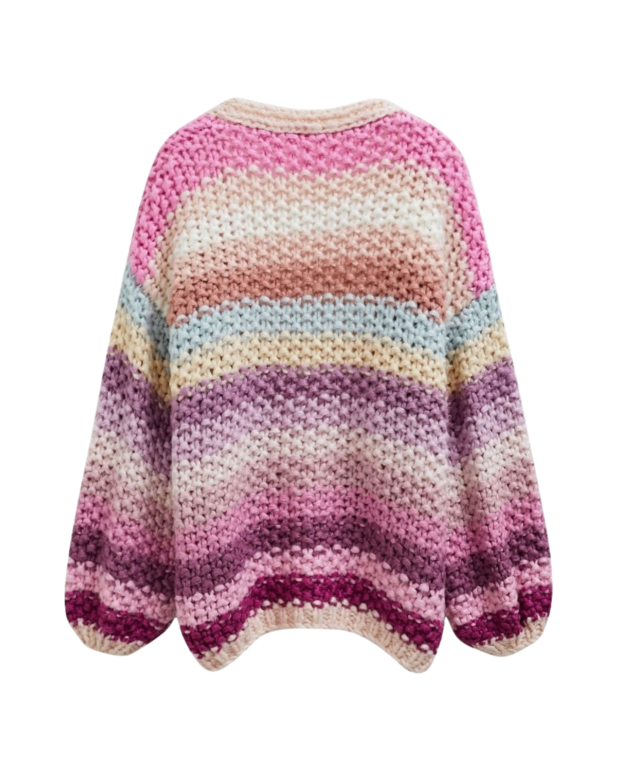 Women's Multicolor Striped Open-Front Crochet Cardigan