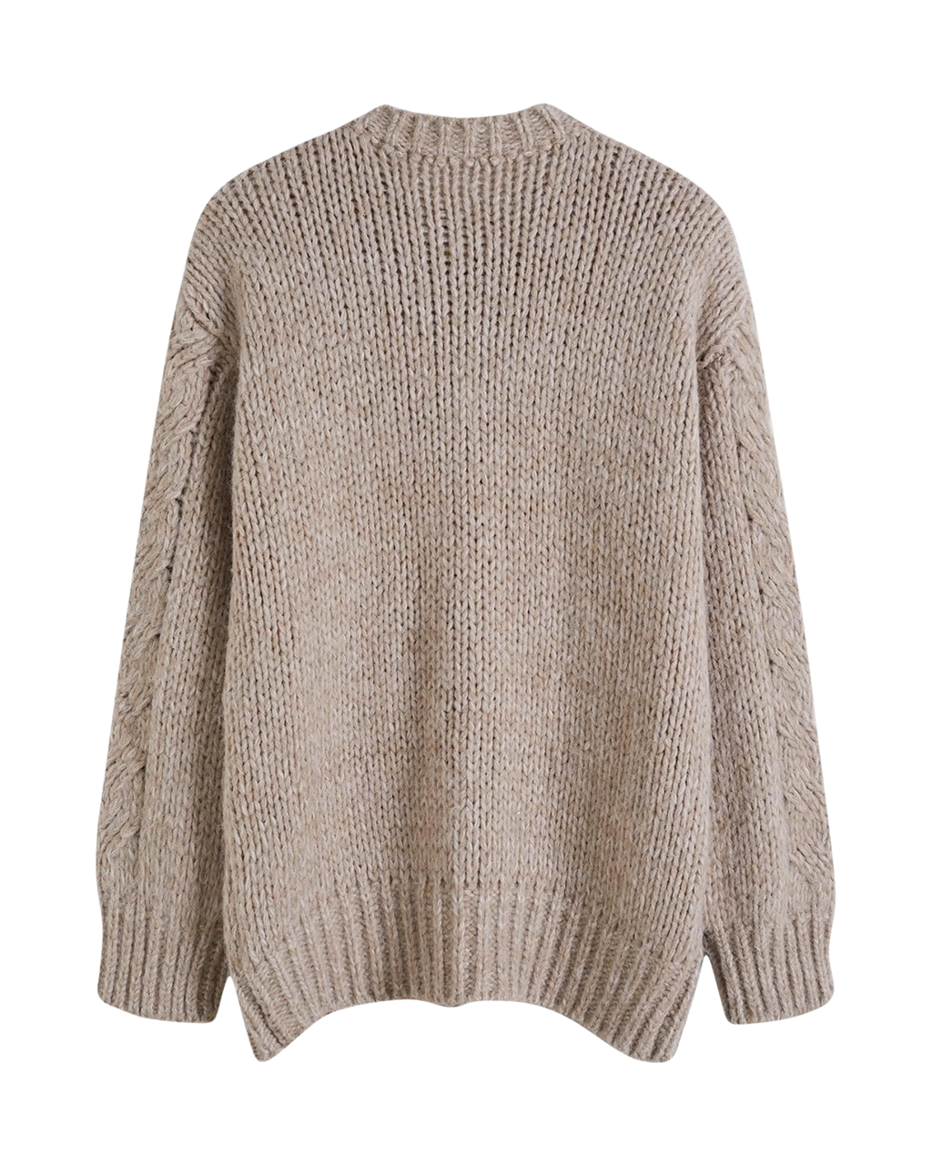 Women's Taupe Cable Crochet Button-Front Cardigan