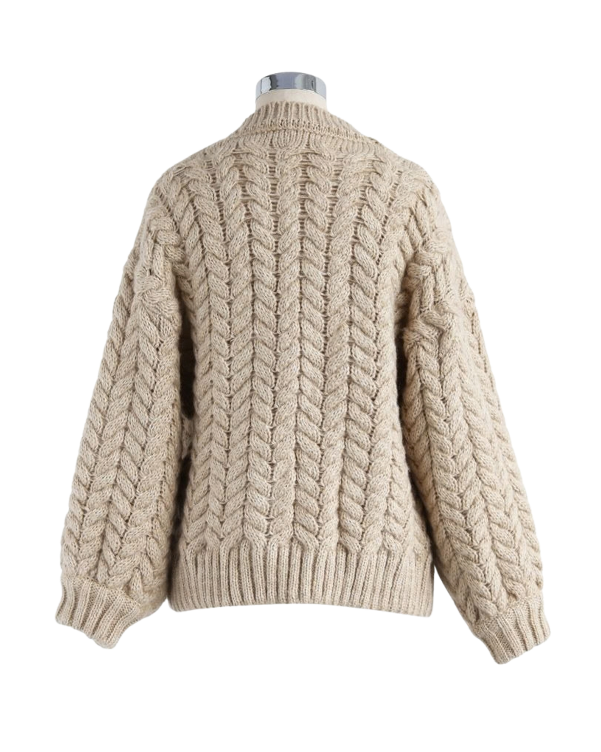 Women's Taupe Cable Crochet Open-Front Cardigan