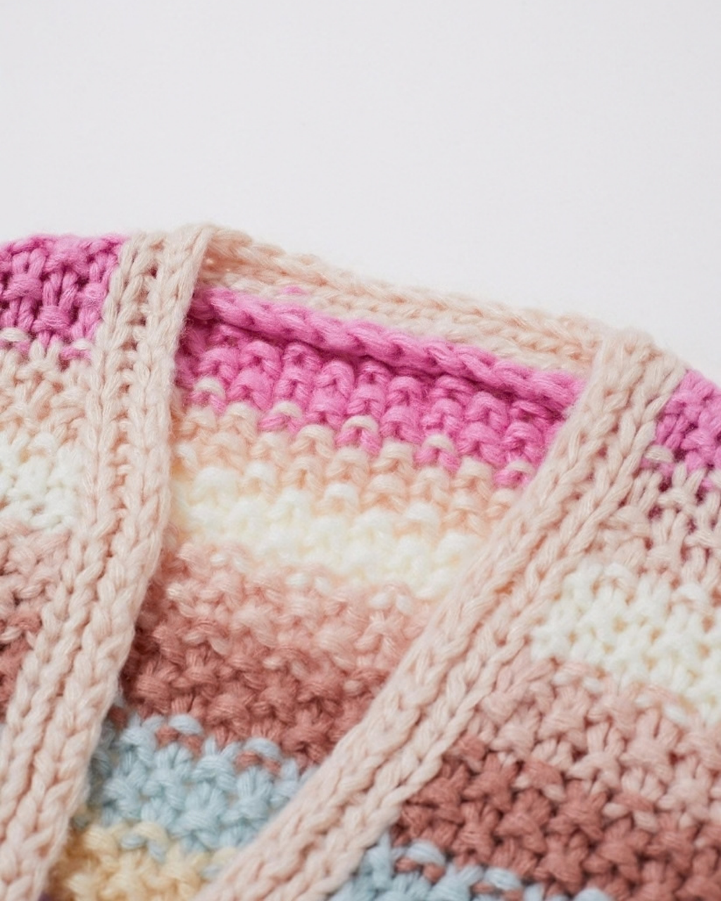 Women's Multicolor Striped Open-Front Crochet Cardigan