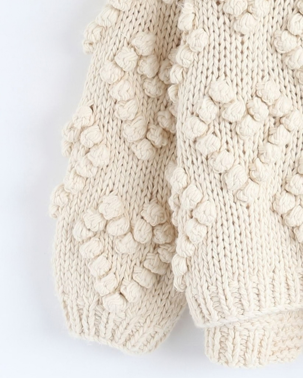 Women's Cream Heart Pattern Bobble Crochet Cardigan