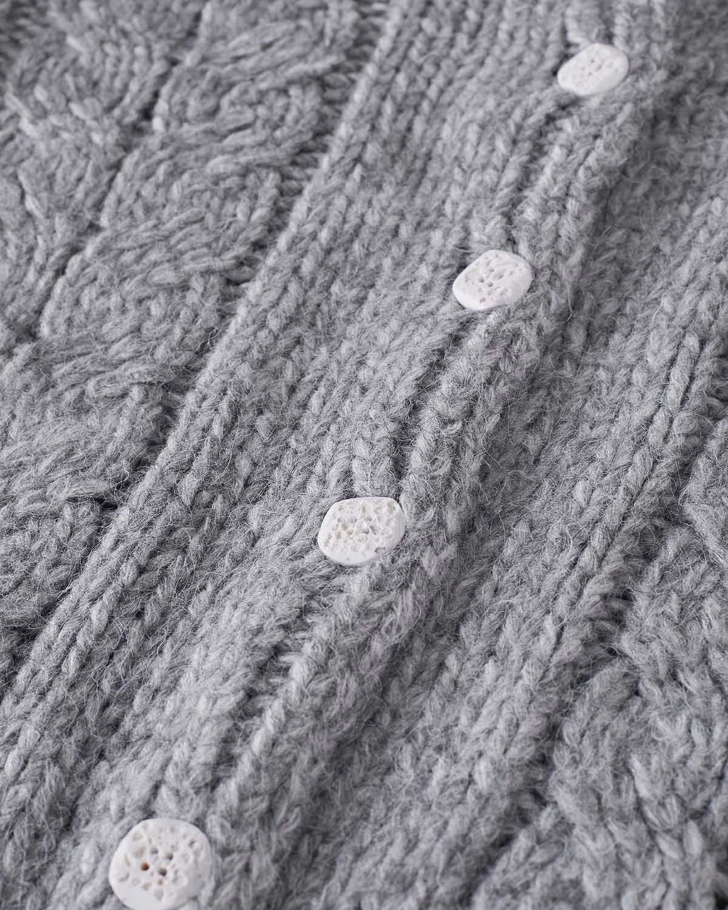 Women's Heather Grey Cable Crochet Button-Front Cardigan