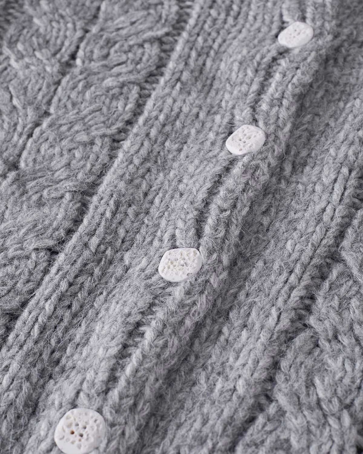 Women's Heather Grey Cable Crochet Button-Front Cardigan