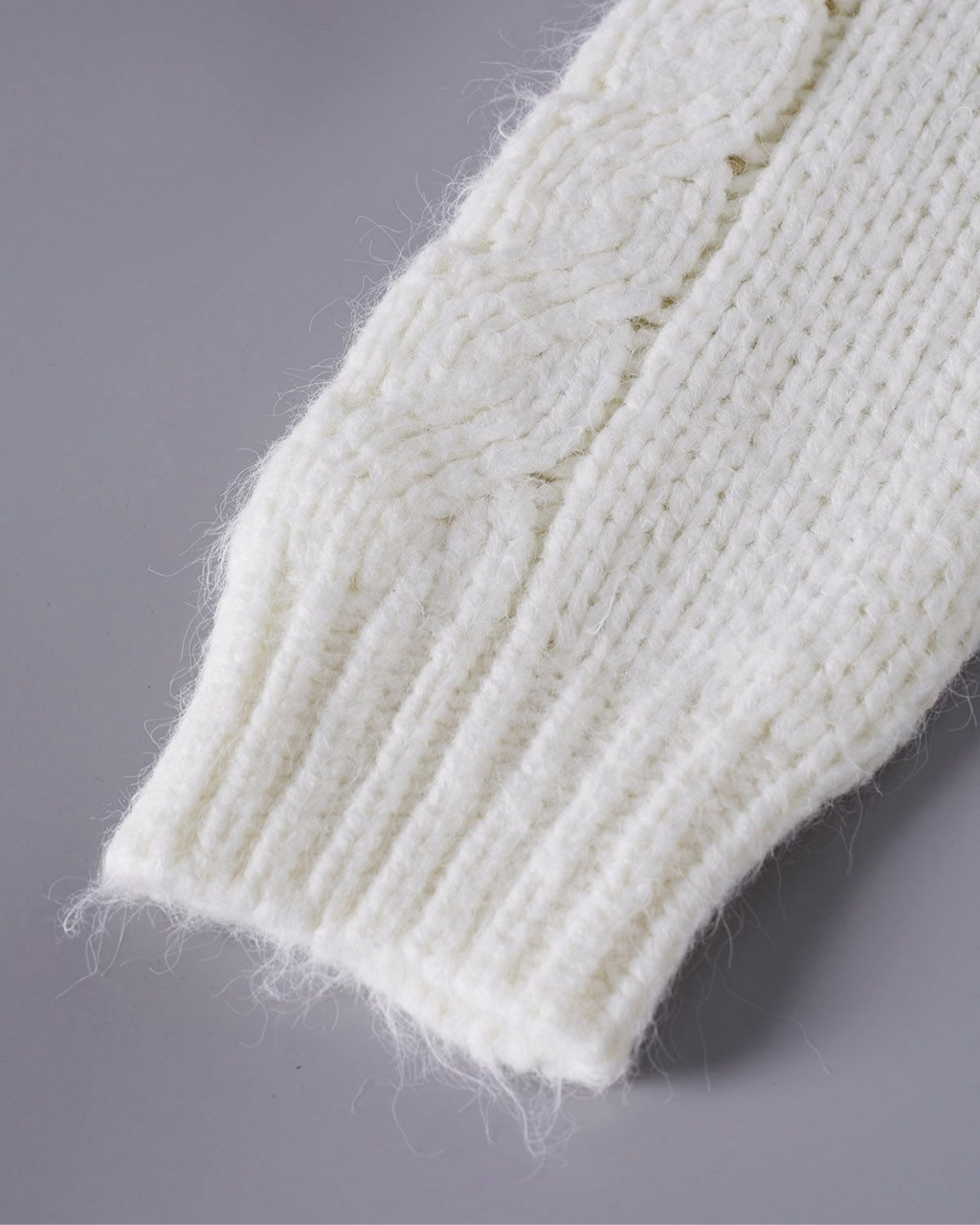 Women's White Cable Crochet Button-Front Cardigan