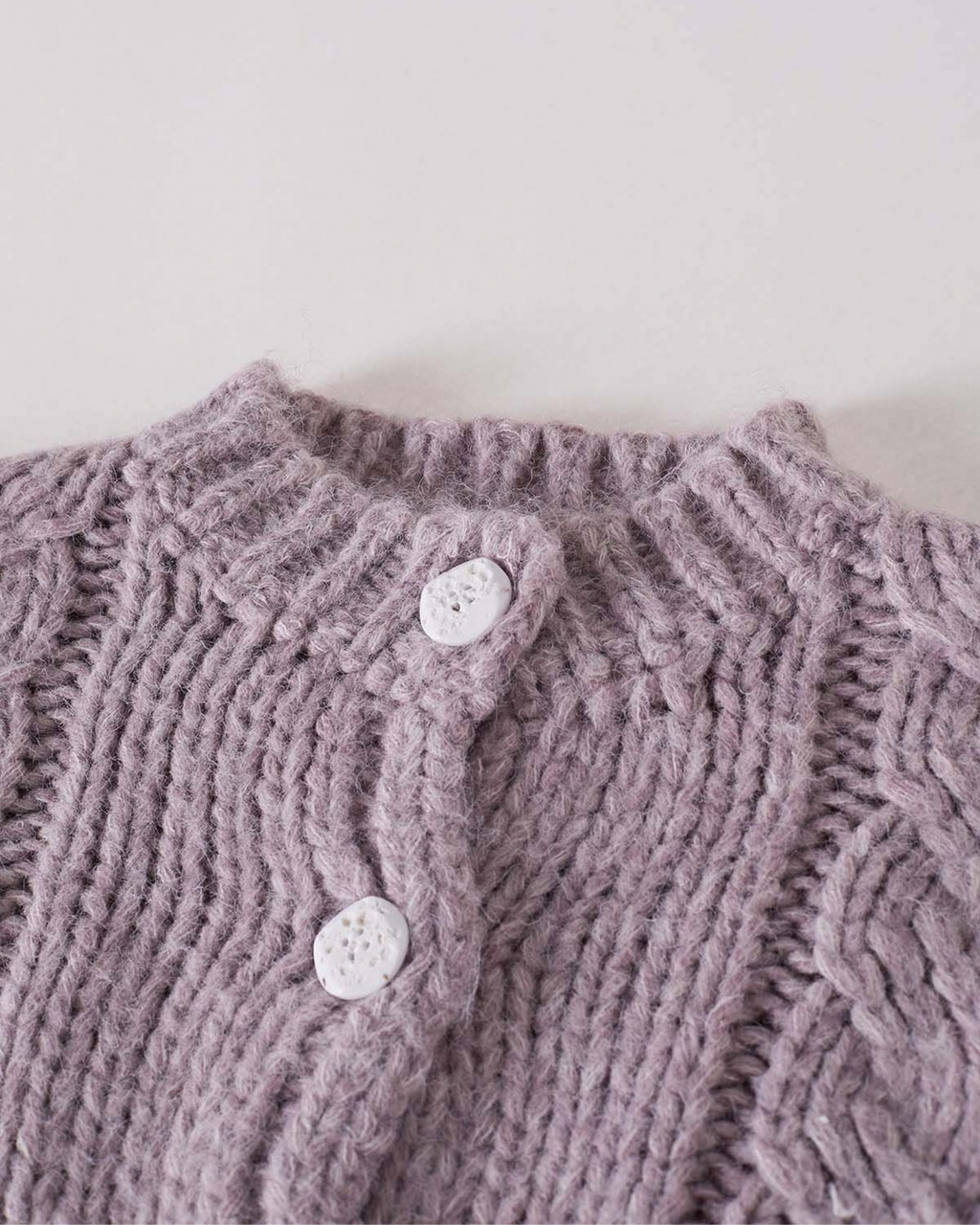 Women's Lilac Cable Crochet Button-Front Cardigan