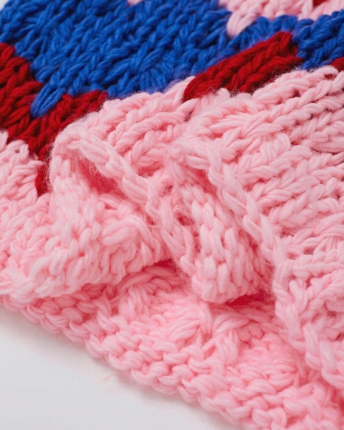 Women's Red, Blue and Pink Striped Chunky Crochet Sweater