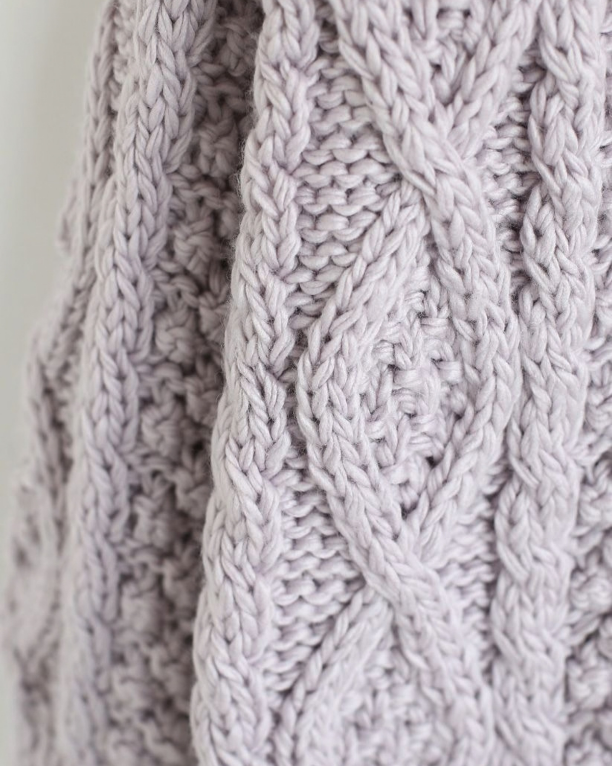Women's Lilac Cable and Popcorn Crochet Open-Front Cardigan