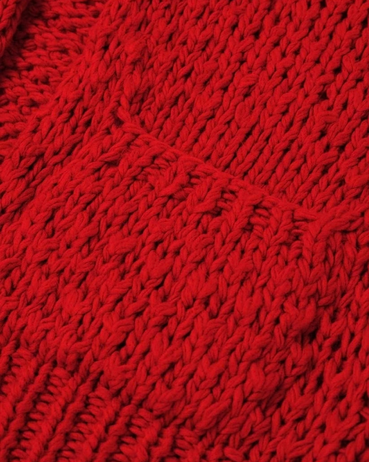 Women's Red Chunky Crochet Open-Front Cardigan with Pockets