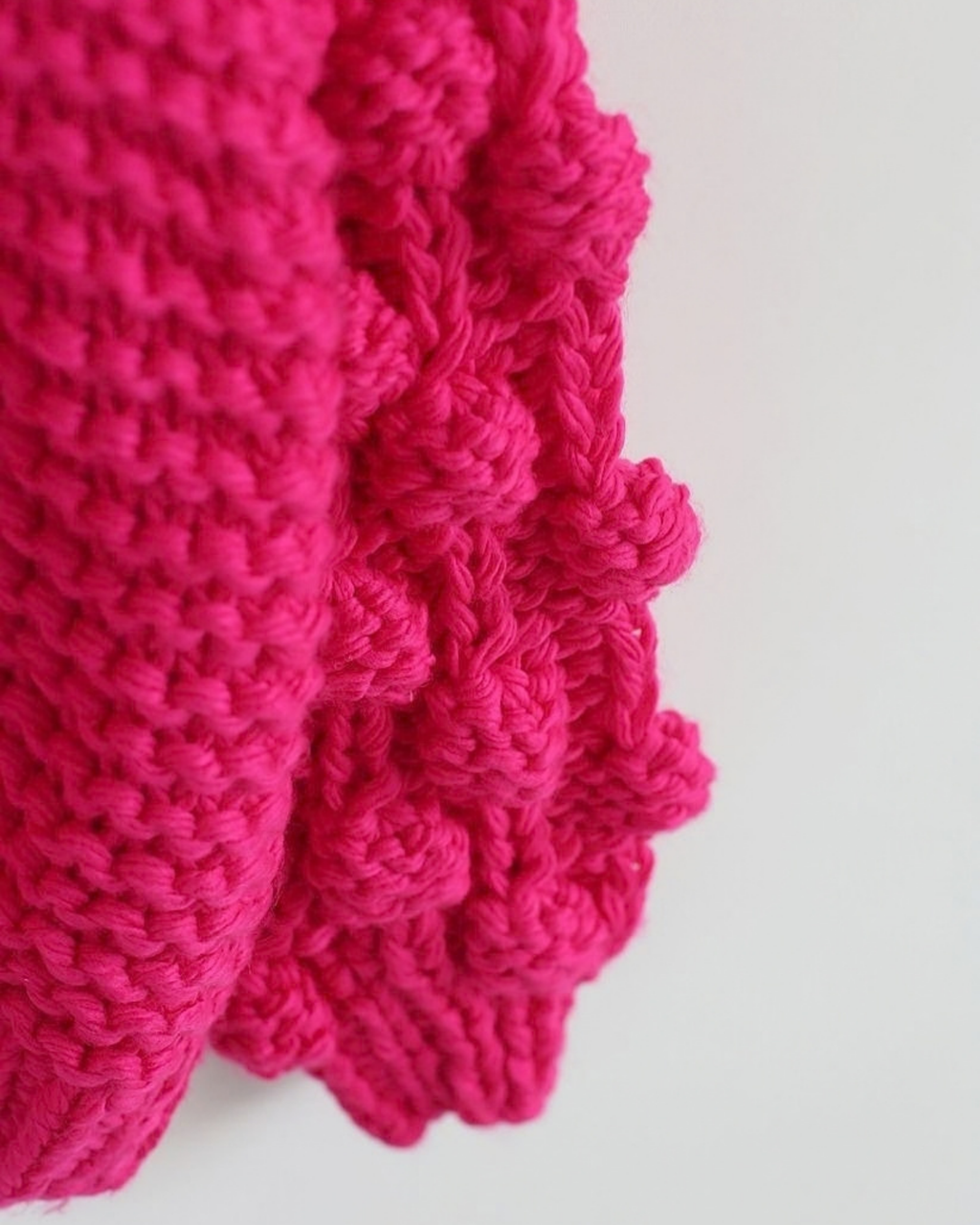 Women's Hot Pink Bobble Sleeve Chunky Crochet Cardigan