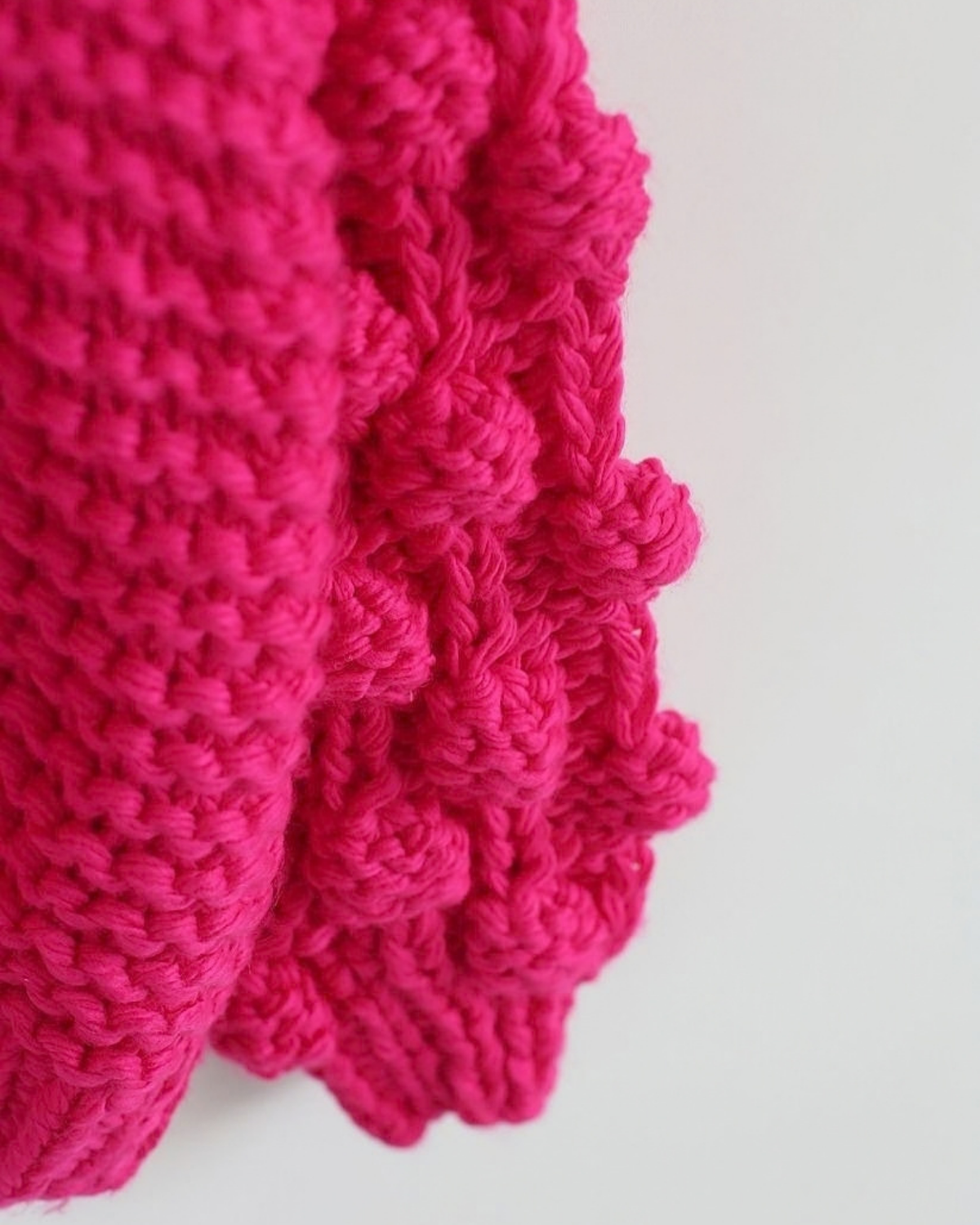 Women's Hot Pink Bobble Sleeve Chunky Crochet Cardigan