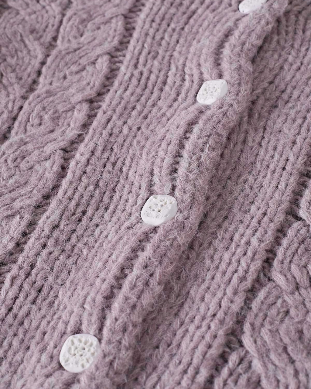 Women's Lilac Cable Crochet Button-Front Cardigan