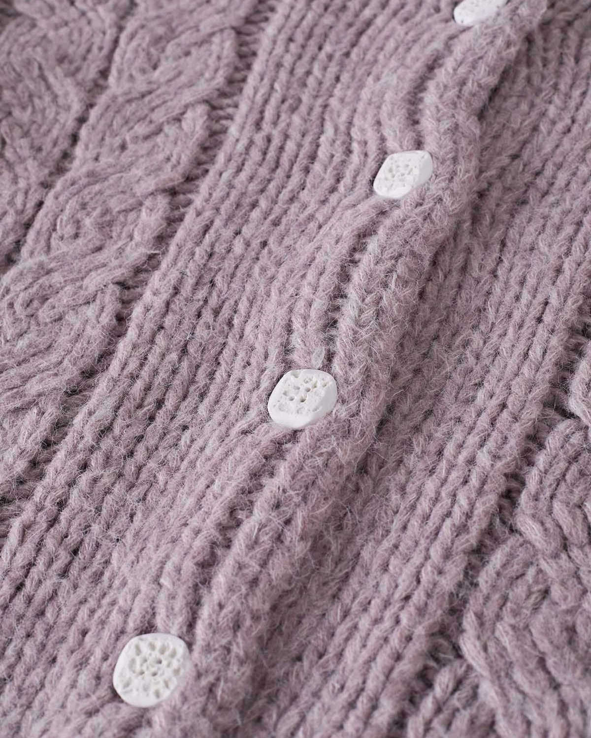 Women's Lilac Cable Crochet Button-Front Cardigan