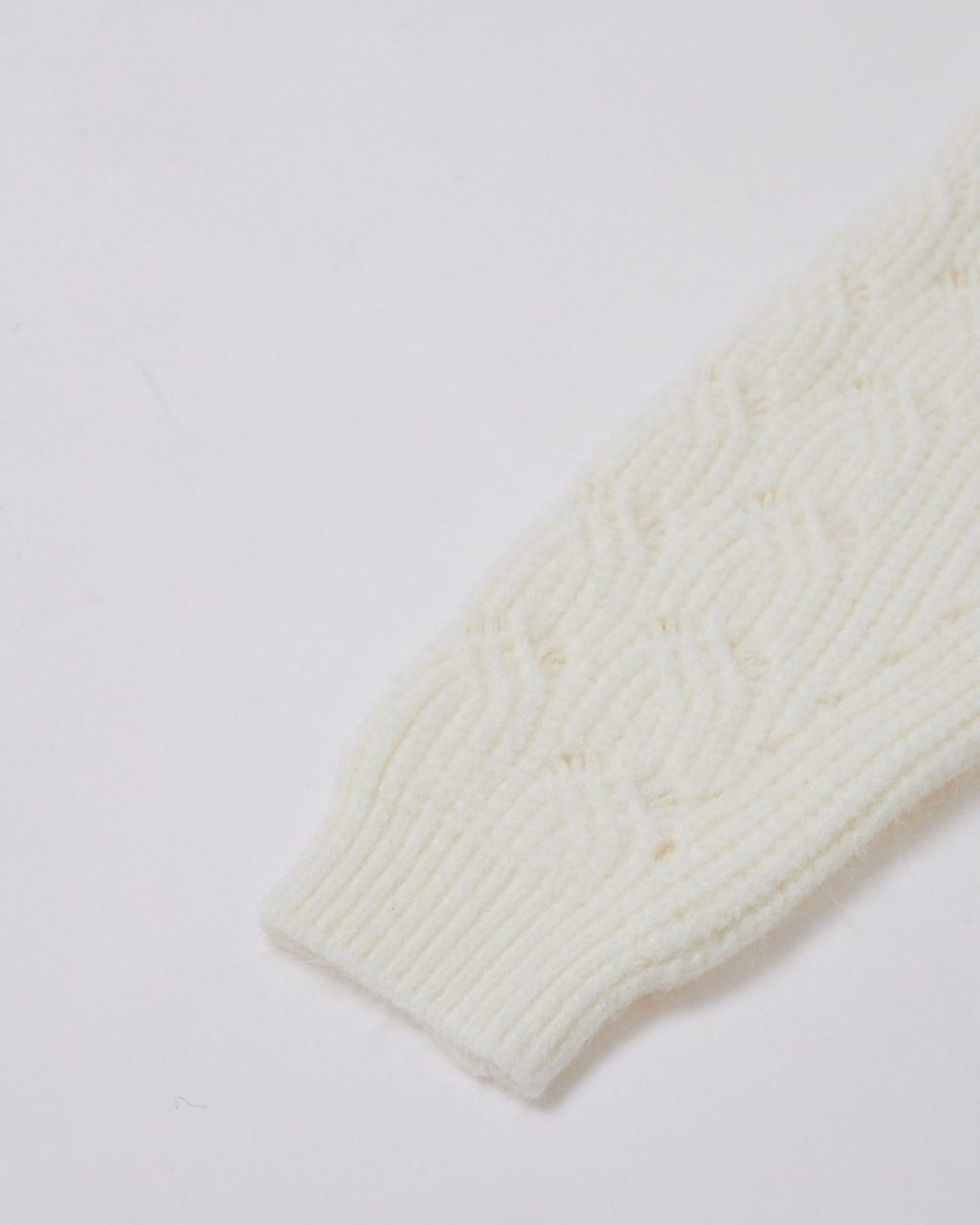 Women's Cream Fuzzy Crochet V-Neck Button Cardigan with Pockets