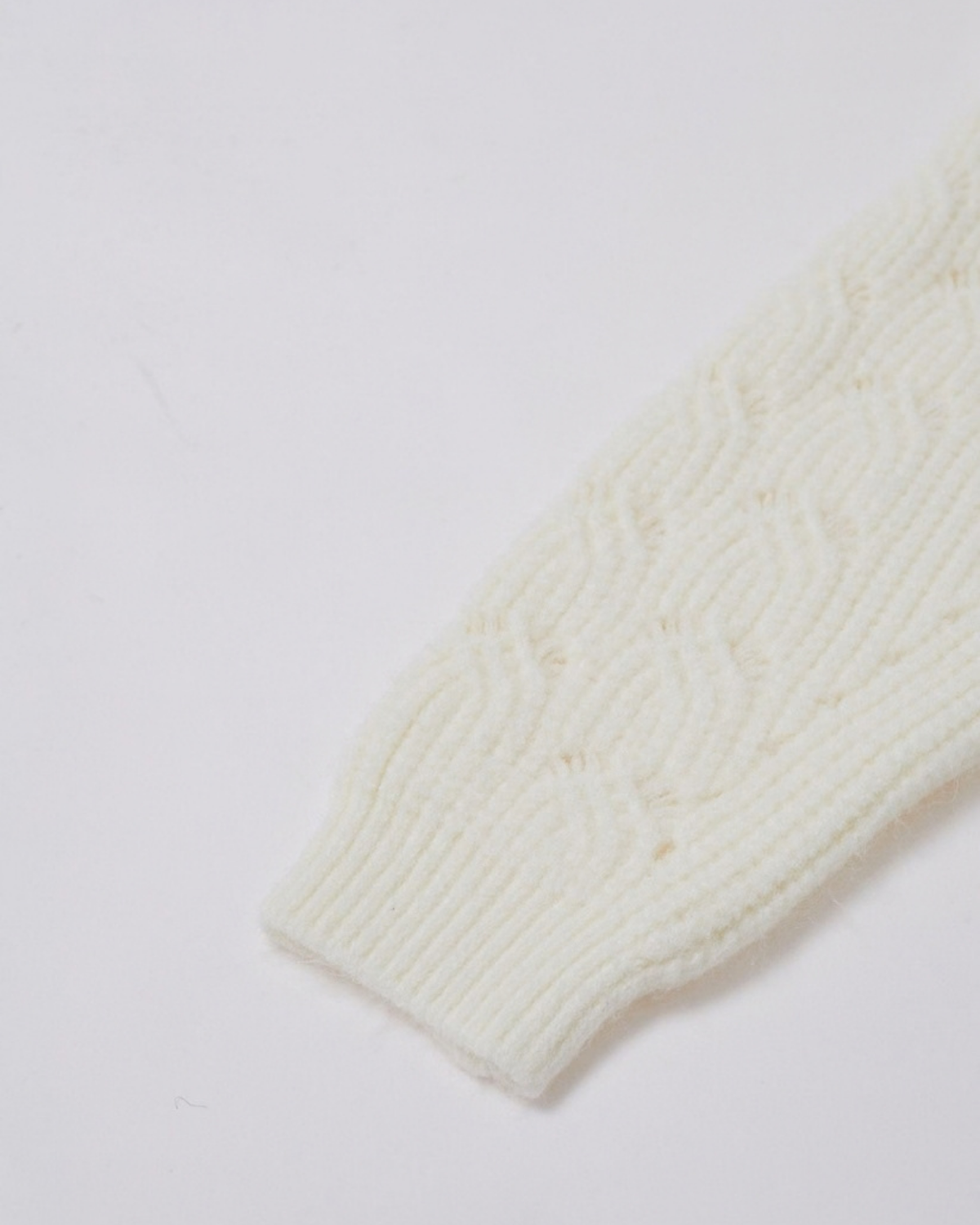 Women's Cream Fuzzy Crochet V-Neck Button Cardigan with Pockets