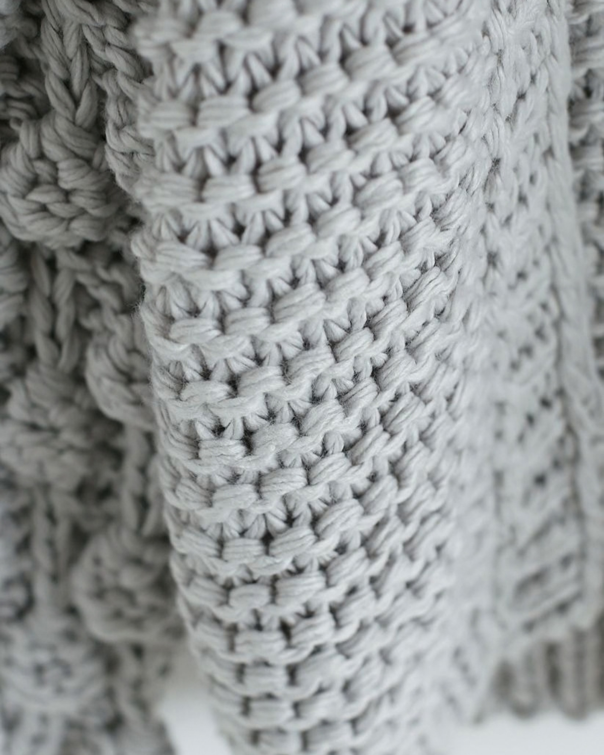 Women's Grey Bobble Sleeve Chunky Crochet Cardigan
