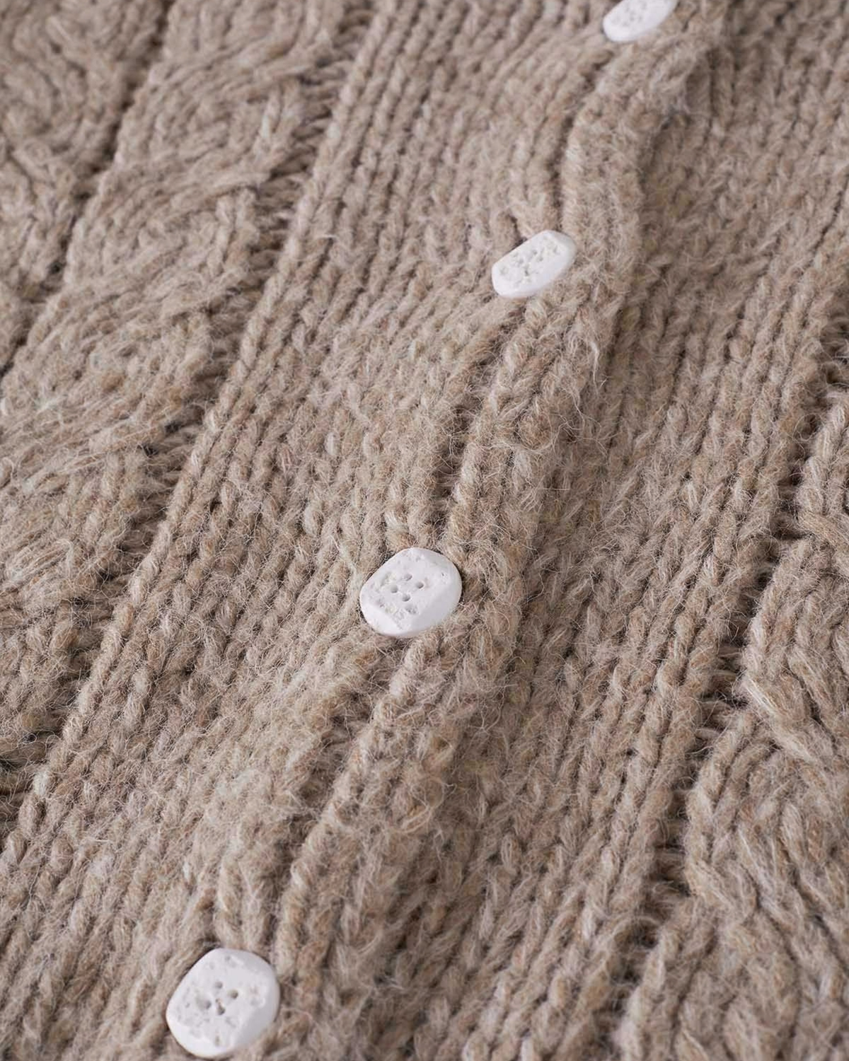 Women's Taupe Cable Crochet Button-Front Cardigan