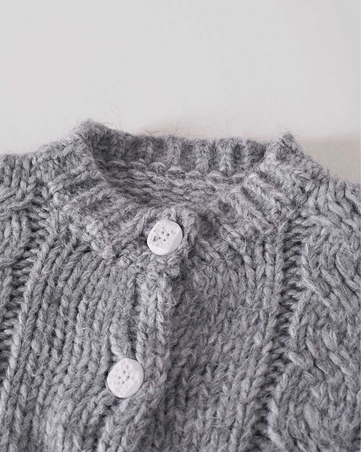 Women's Heather Grey Cable Crochet Button-Front Cardigan