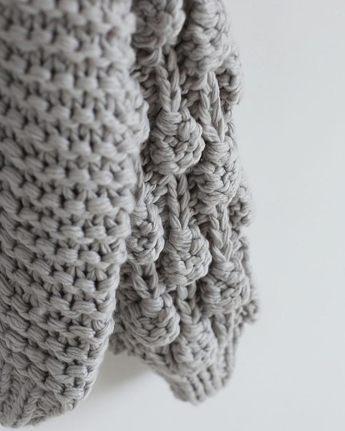 Women's Grey Bobble Sleeve Chunky Crochet Cardigan