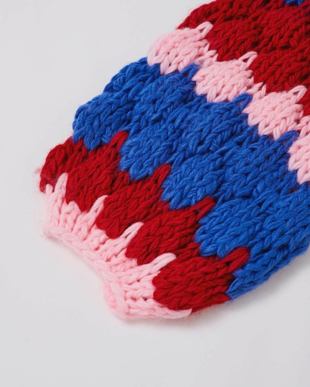 Women's Red, Blue and Pink Striped Chunky Crochet Sweater