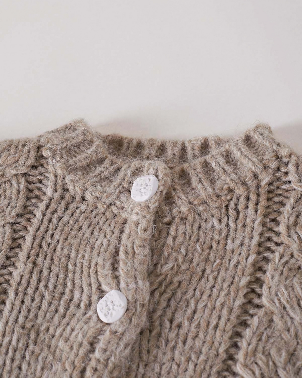 Women's Taupe Cable Crochet Button-Front Cardigan