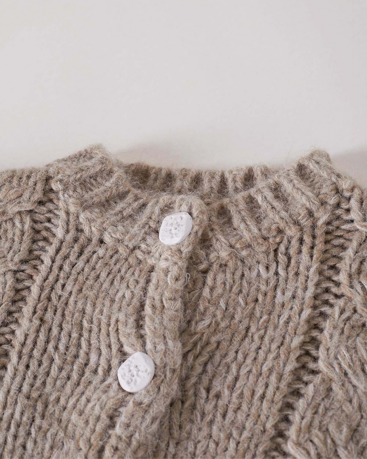 Women's Taupe Cable Crochet Button-Front Cardigan